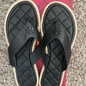 Tory Burch Black Quilted Sandals
